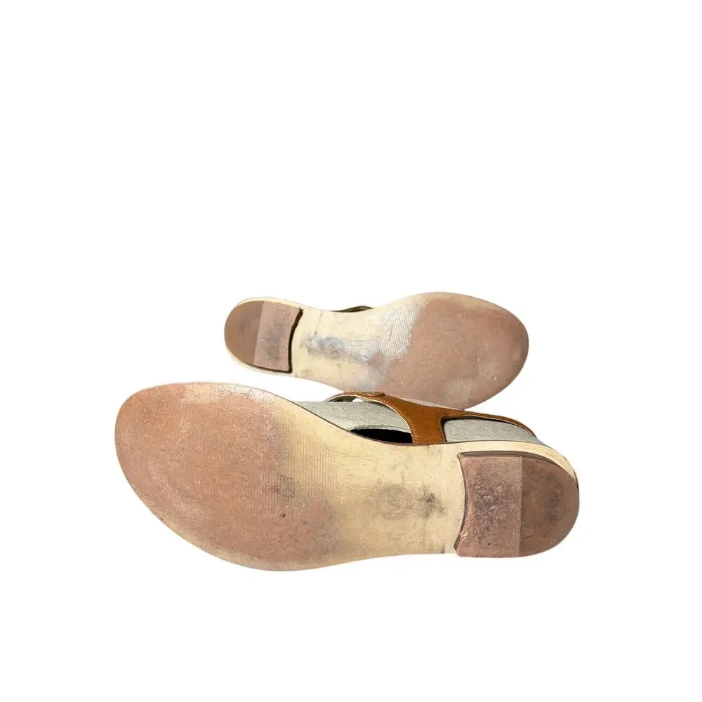 MICHAEL KORS MKvPlate Slingback Thong Sandals Luggage Brown Size 9 - Picture 5 of 6